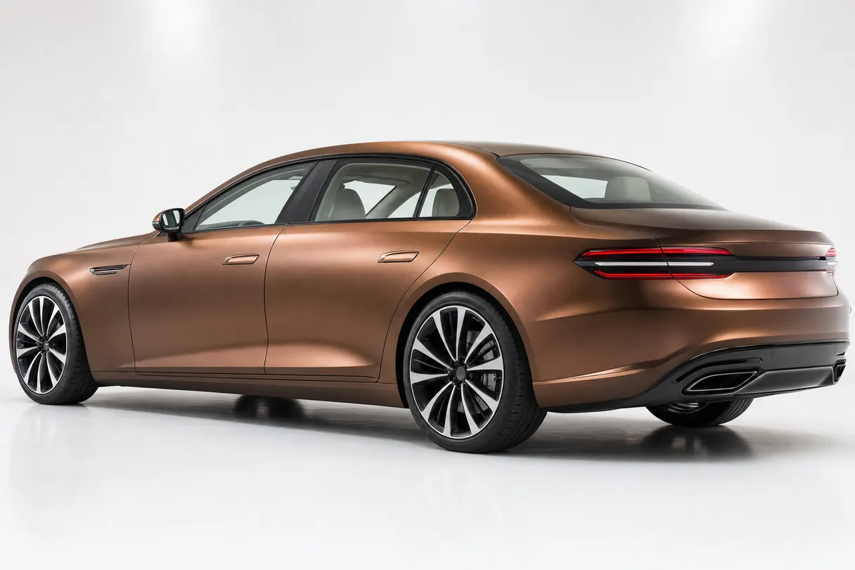 A stately luxury saloon in a satin Antique Bronze metallic wrap