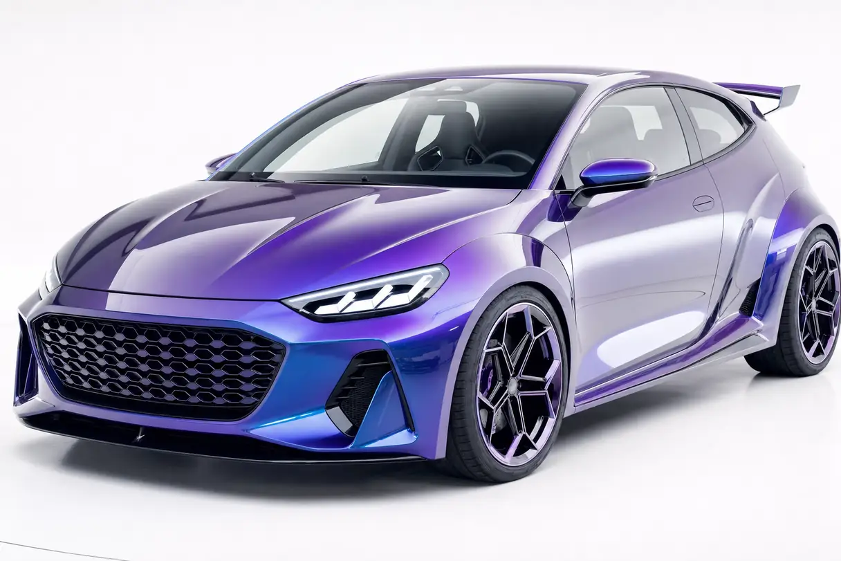 A compact performance hatch in a colour-shift Ultraviolet wrap